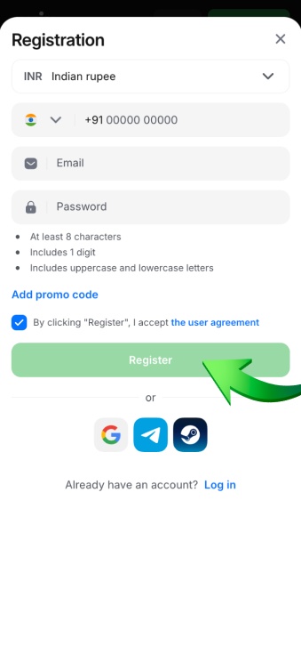 complete 1Win registration